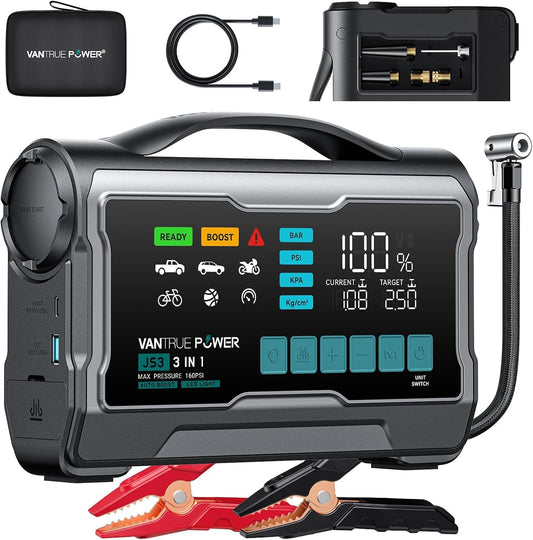 VANTRUE POWER JS3 Real 3250A Jump Starter with Air Compressor 160PSI