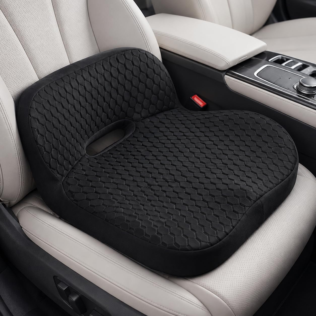 Car Seat Cushion with Integrated Lumbar Support, Memory Foam Pain Relief | Gap-Filling Design, Breathable Mesh Cover, Elevated Seating, Ergonomic Support for Driving Comfort and Long Trips