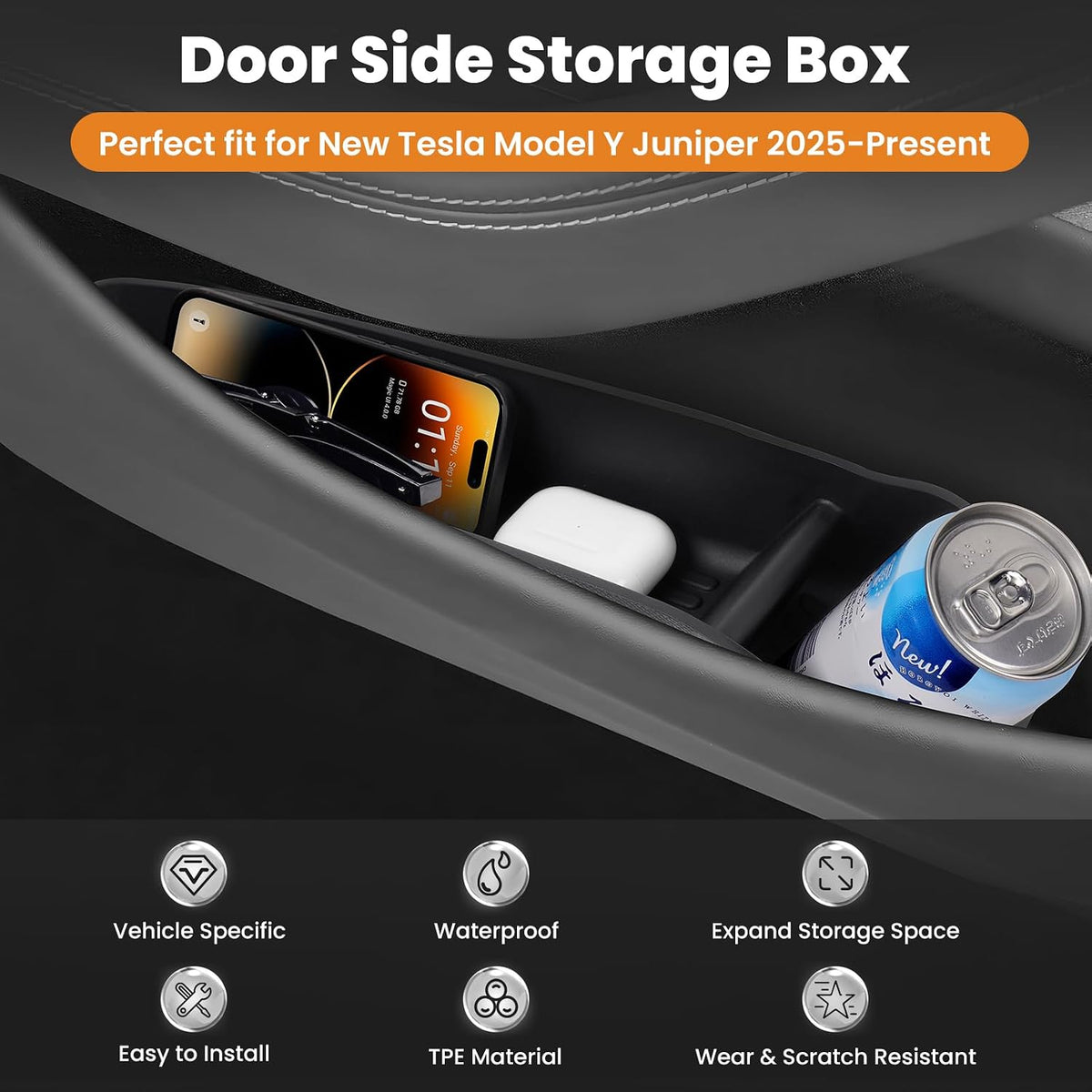 Canvcle Door Side Storage Box for 2025-2026 Tesla Model Y Juniper