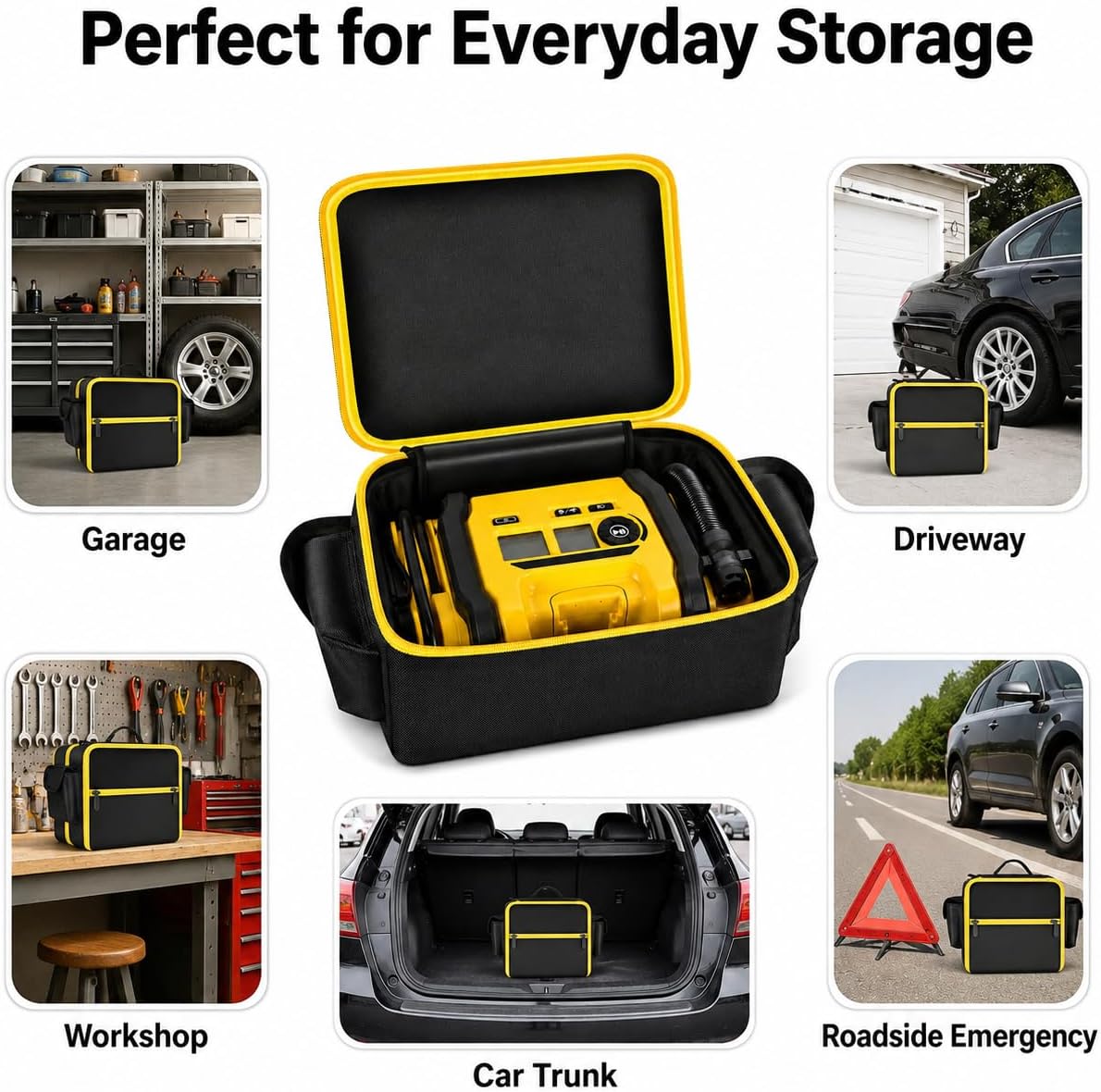 Air Compressor Bag Case Compatible with DEWALT 20V MAX Tire Inflator DCC020IB, Portable Storage Carrying Organizer for Air Pump,Battery Pack, Charger and Accessories (Bag Only)