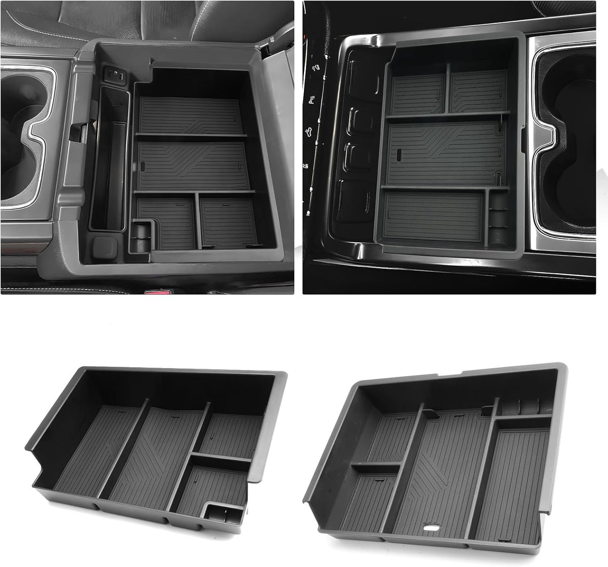 For 2014-2018 Silverado/Sierra 1500&2015-2019 Silverado&Sierra 2500HD/3500HD - Full Console w/Bucket Seats Only 2PCS Center Console Armrest Organizer Tray &Console Tray ABS Materials