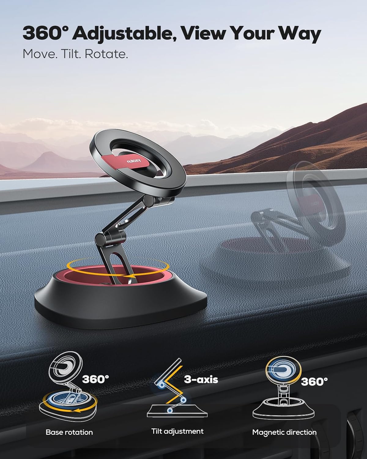 Nulaxy S08 Magsafe Car Mount & NX16 Bluetooth 5.3 Car Adapter
