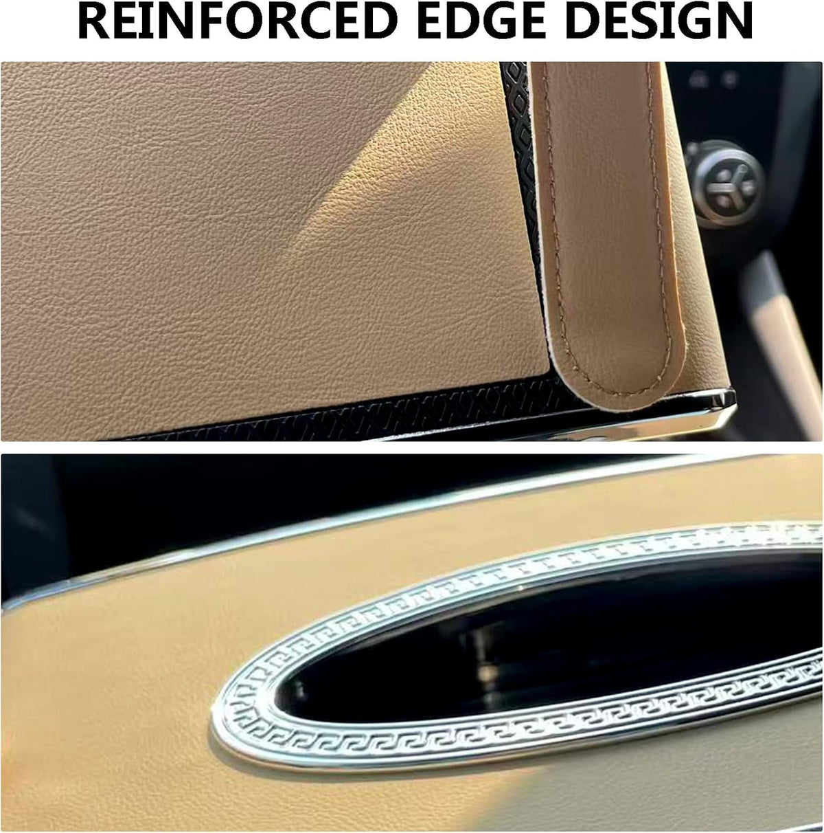 Faux Leather Car Tissue Box for Car Interior, Multi-Function Tissue Holder with Visor Clip, Armrest & Back Seat Napkin Organizer, Vehicle Tissue Dispenser Accessories (Beige Hanging)