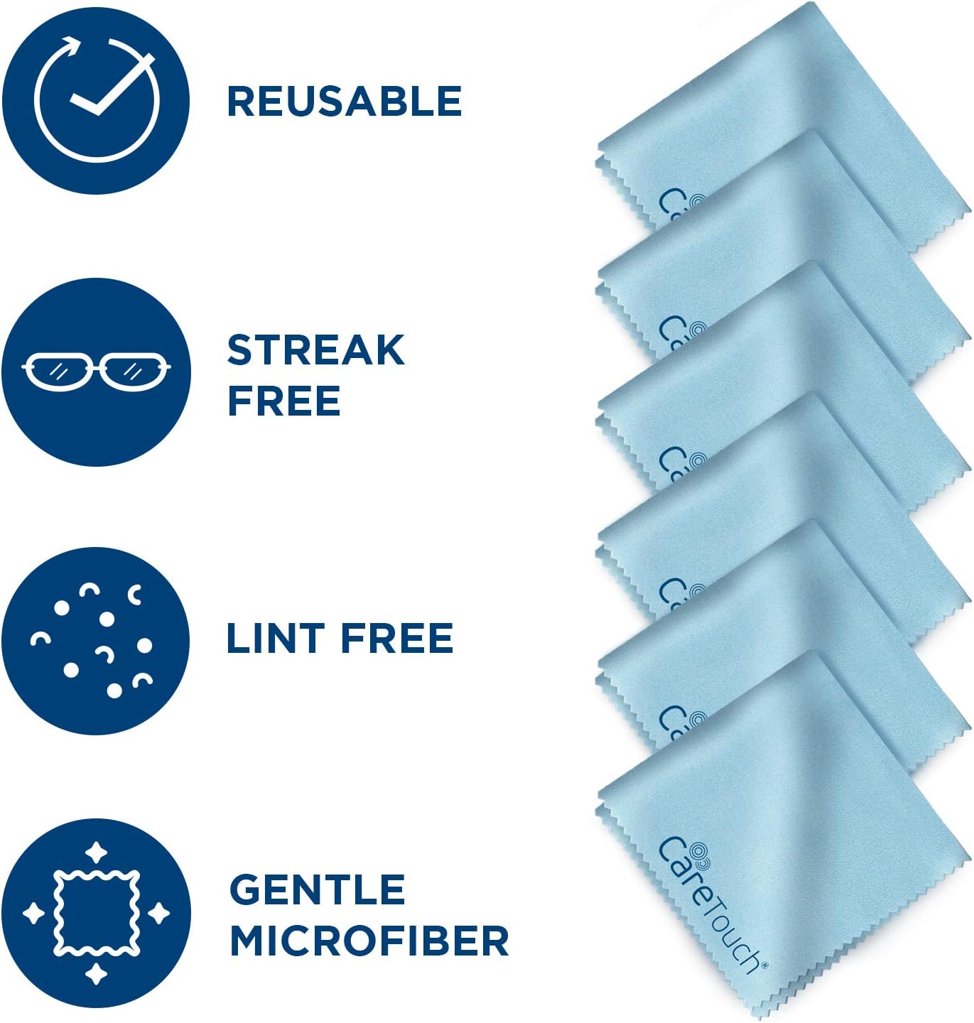 Care Touch Lens Cleaning Wipes with Microfiber Cloths - 200 Lens Wipes for Eyeglasses & 6 Microfiber Cloths - Glasses, Camera Lenses, Screens, Eye Glasses Cleaner for Cleaning Eyeglasses