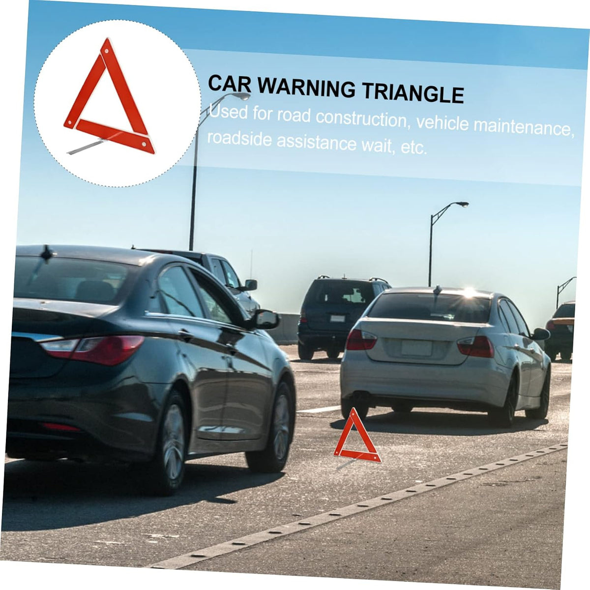 2pcs Car Warning Triangle Folding Safety Sign, Red Plastic