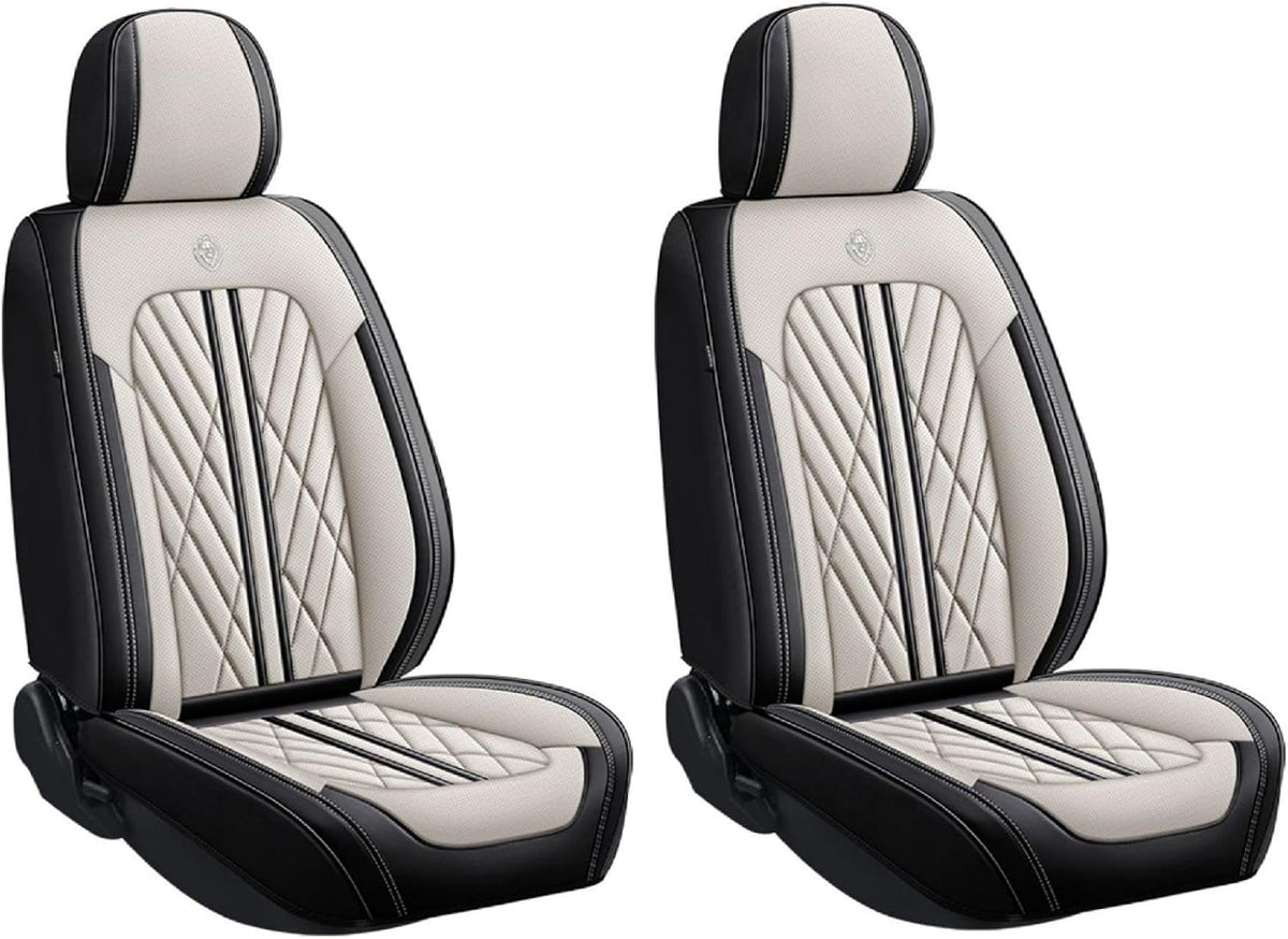 Premium Nappa Leatherette Car Seat Cover Set Custom Fit for Honda CR-V CRV 2000-2023 2024 2025 2026 Water-Proof Breathable Faux Leather Seat Cushion Protectors (Full Set 5 Seats,Beige Black)