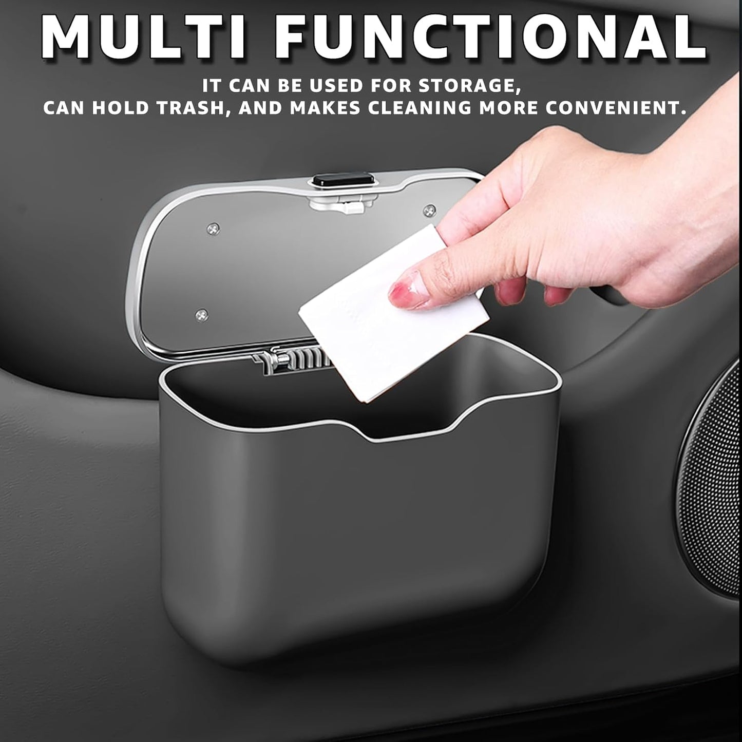 HOLDCY Car Trash Can, Waterproof Multi‑Functional Auto Trash Bin for Door/Console/Seat Back, Universal Vehicle Garbage Can for Car/Truck/SUV Drivers (Black)