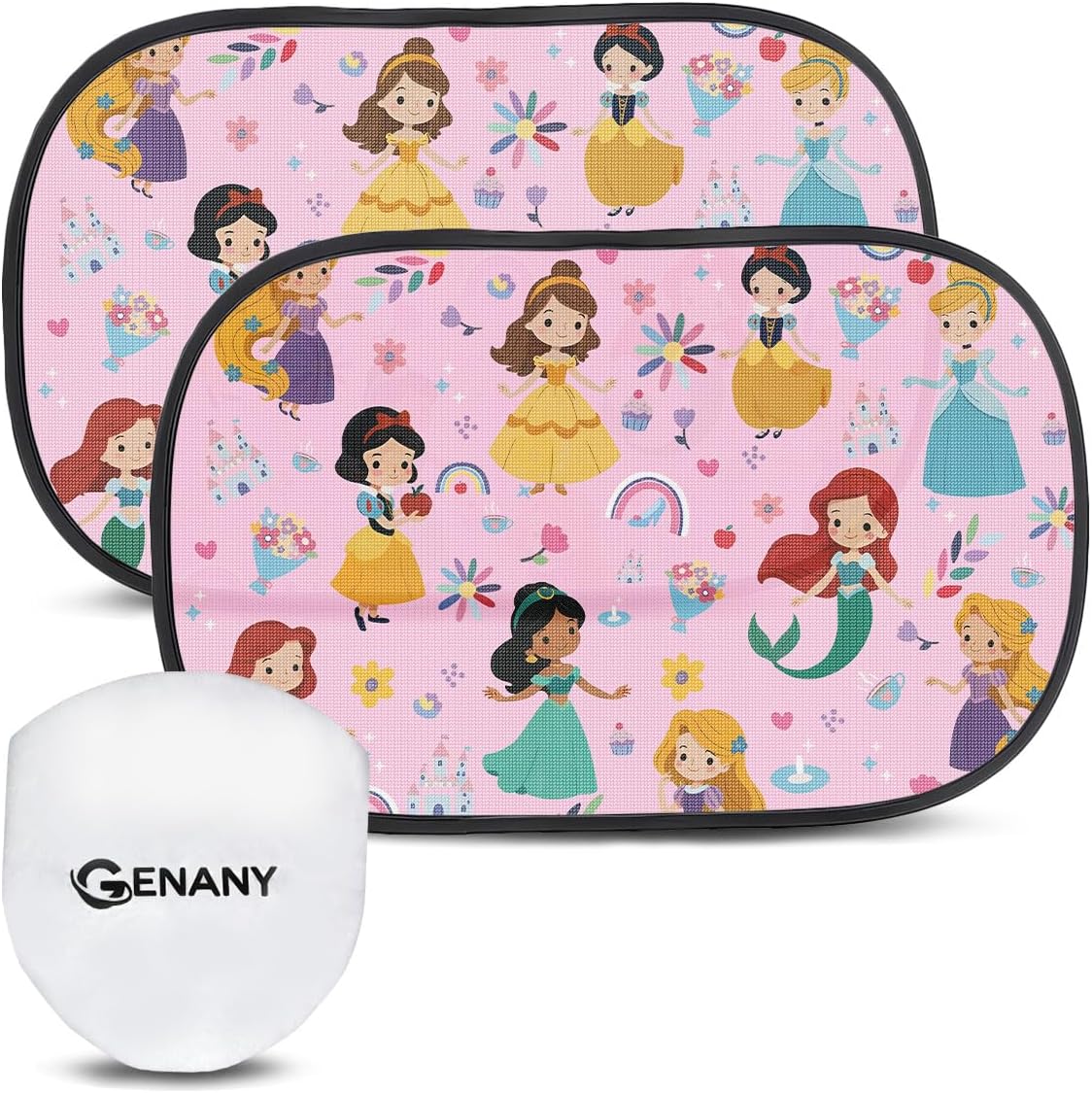 GENANY Lovely Princess Car Side Window Sun Shades 2 Piece 21 x 14 Inch