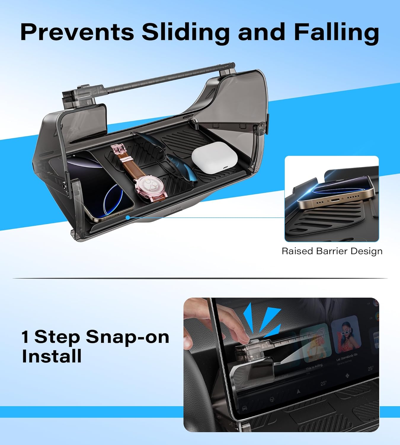 TAZENI Under Screen Storage Box Fit Model Y Juniper Model 3 Highland, Magnetic Hidden Privacy Storage for Model Y 3 Accessories, Center Console Organizer for Model Y 2019~2026 & Model 3 2016-2026