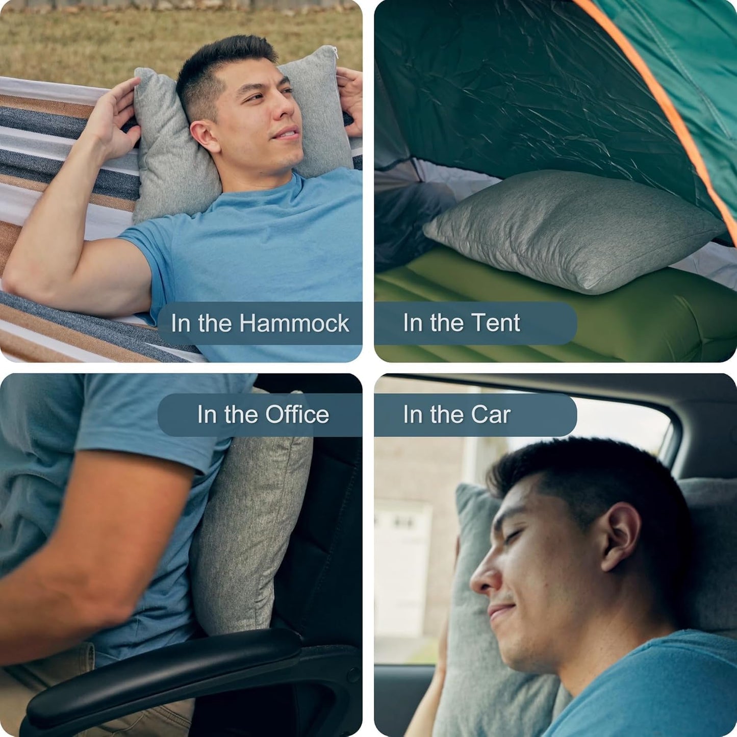ACCURATEX Camping Pillow, Cotton Cover Compressible Travel Pillow,13x18 | Adjustable,Shredded Memory Foam Fill, Small Backpacking Accessories, Sleeping Essentials, Portable Car Airplane Pillow