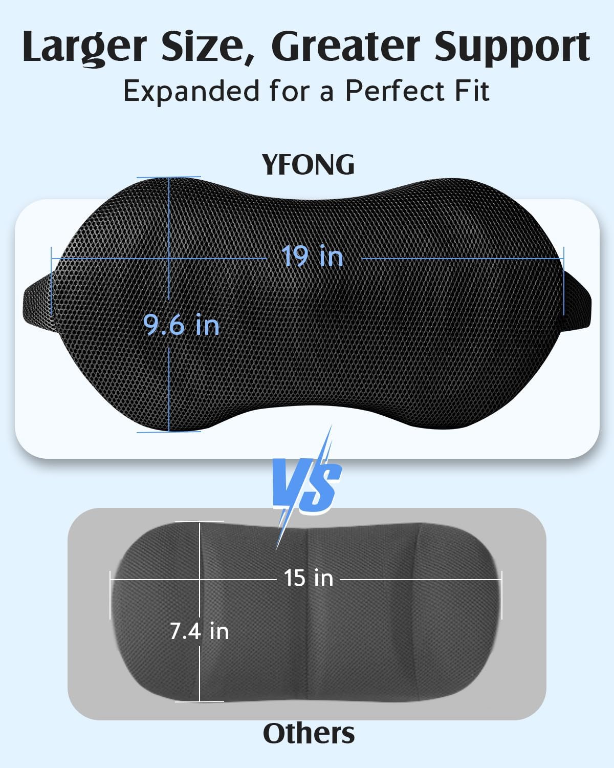 YFONG Lumbar Support Pillow for Car Seat, Back Support with Adjustable Straps Securely Fixed for Driving Seat Pain Relief, Office Chair Car Essentials Back Cushion, Black