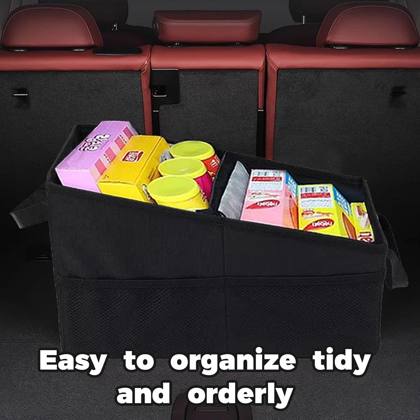 Trunk Organizer - Car Seat Organizer Front or Backseat Organizer for Travel, 16L Waterproof Foldable Car Organizer for SUV & Sedan, 1680D Oxford Polyester (black)