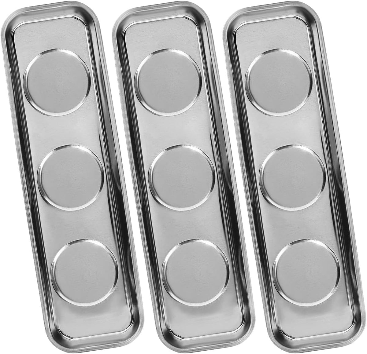 VASTOOLS Magnetic Parts Tray 3 Pack, 6" Round Magnetic Parts Bowl, Stainless Steel,for Screw Socket Pin Tools Nuts Bolts Ferruginous Metal Accessories