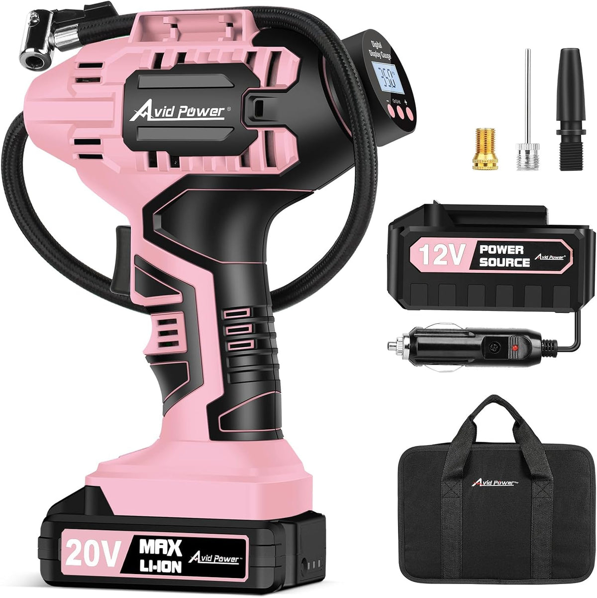 AVID POWER Cordless Tire Inflator Portable Air Compressor 20V Auto Shut-Off