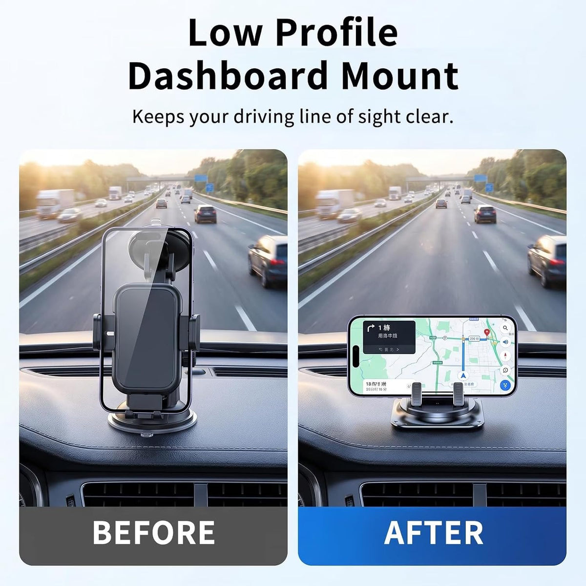 2026 360° Rotatable Car Phone Mount - Adjustable Dashboard Phone Holder, Universal Navigation Stand for Smartphone, Car Interior Accessory (1PC)