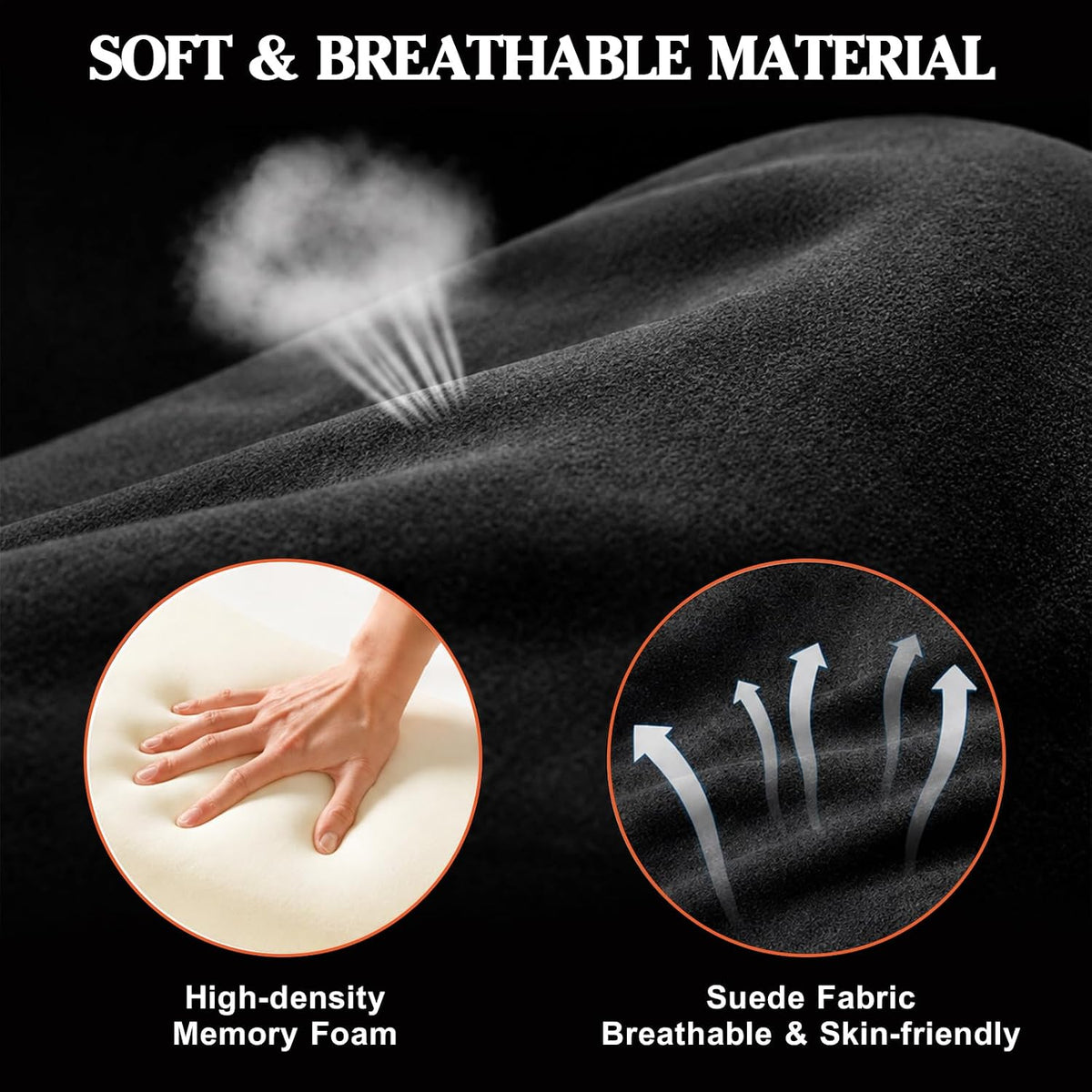 Car Lumbar Support Pillow, Memory Foam Vehicle Seat Lower Back Support Cushion,Comfortable Lumbar Pillow for Driving, Office Chair, Wheelchair, Universal for SUV, Truck, RV (Black)