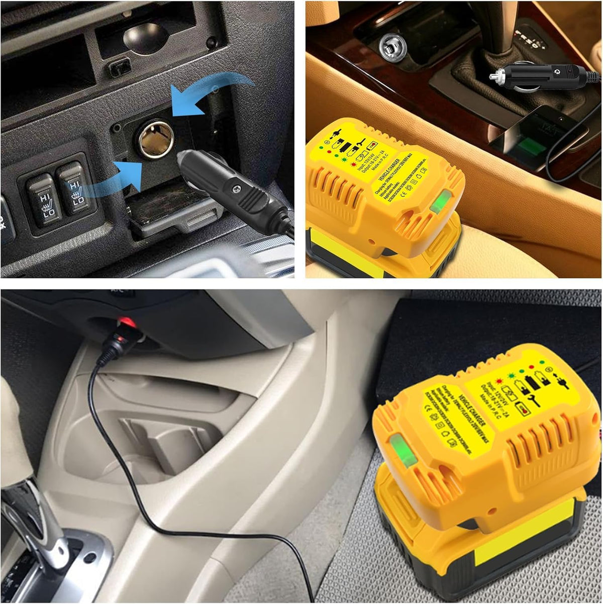 Car Charger for Dewalt Battery, Replace Vehicle Charger for Dewalt 20V 60V MAX Battery DCB203 DCB201 DCB204 DCB206 DCB606 DCB609, LED Indicator, Compact Design