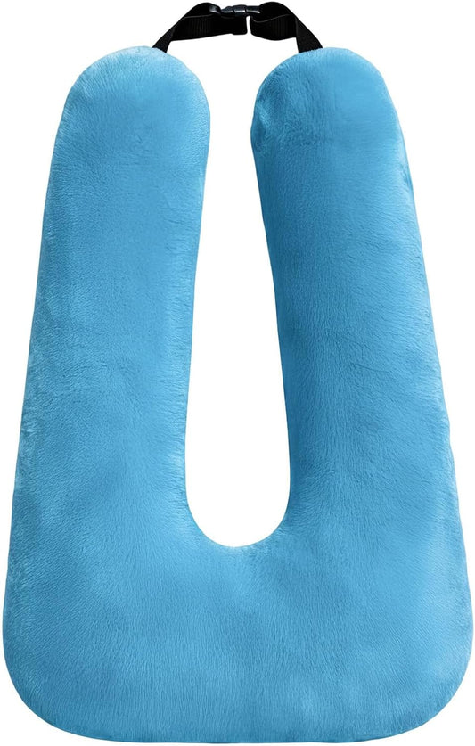 Travel Pillow,Car Pillow for Kids,Support Head and Neck on Road Trip-Blue | Car Sleeping Pillow with Adjustable Strap, Road Trip Essentials for Kids and Adults,Velvet Fabric Filled with High PP Cotton