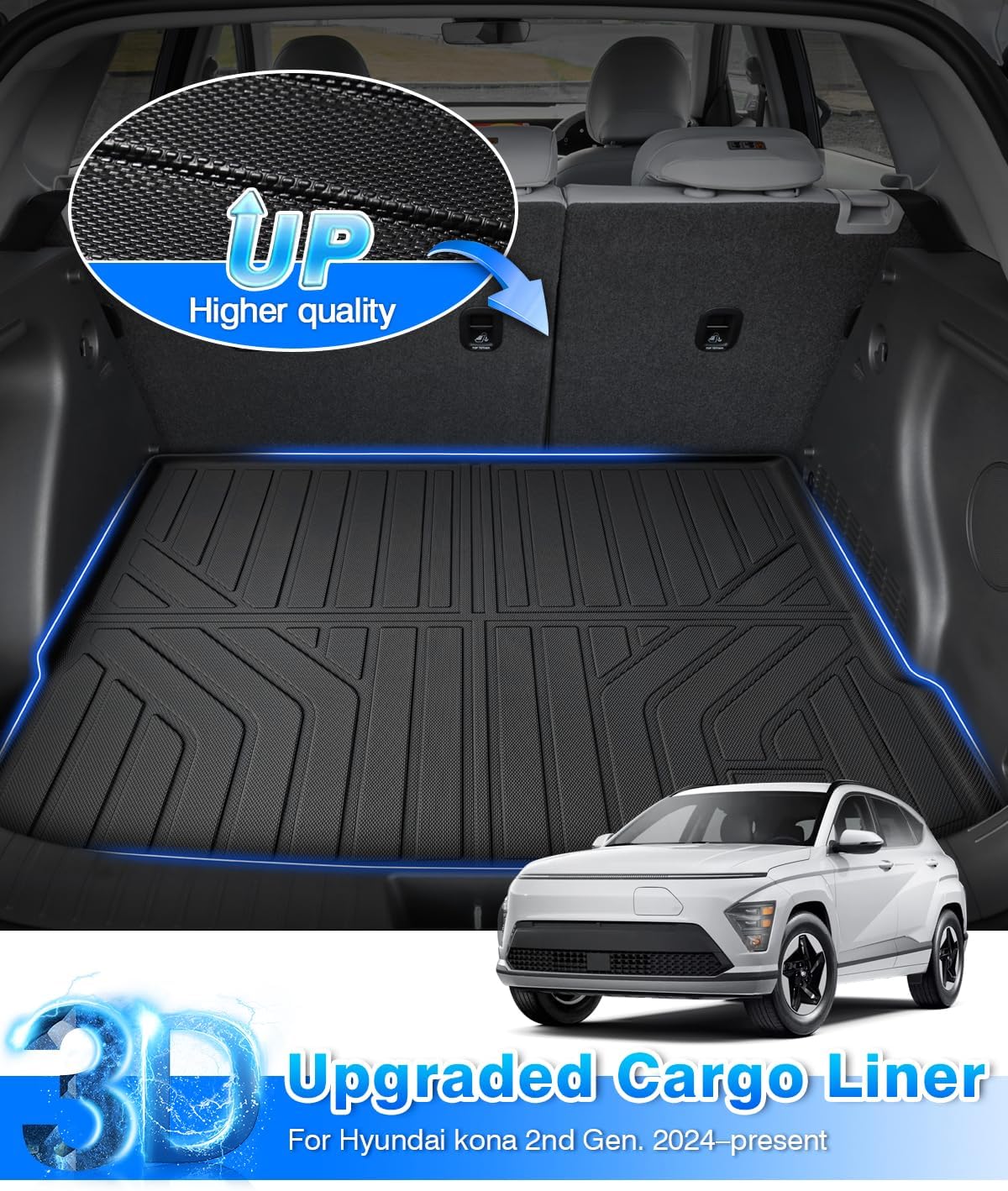 Cartist Floor Mats for Hyundai Kona 2024 2025 2026 (No Electric Model) Limited | N Line | SE | SEL, All Weather Cargo Liner for Kona Accessories, Heavy Duty Car Mats, Car Accessories