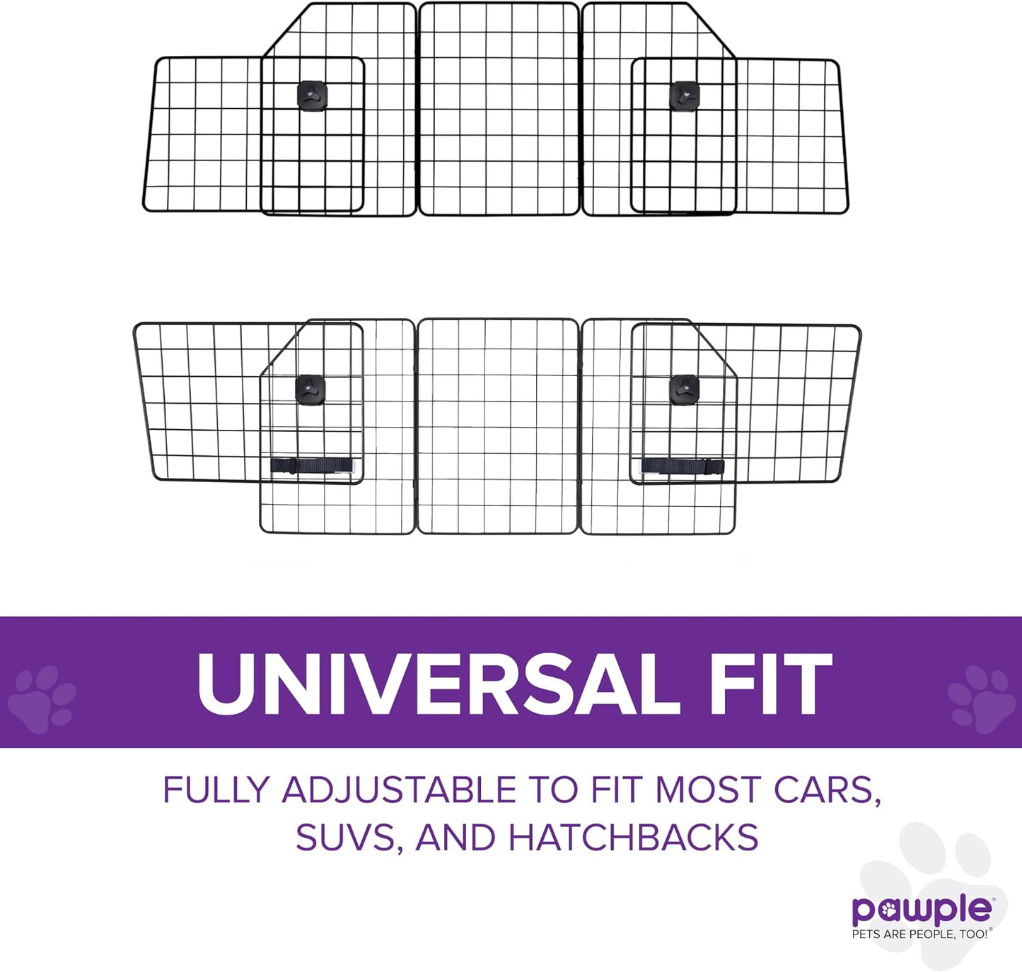 Pawple Dog Car Barrier for SUV's, Cars, Vehicles, &amp; Trucks, Adjustable Large Pet Divider, Heavy-Duty Wire Mesh- Universal Fit