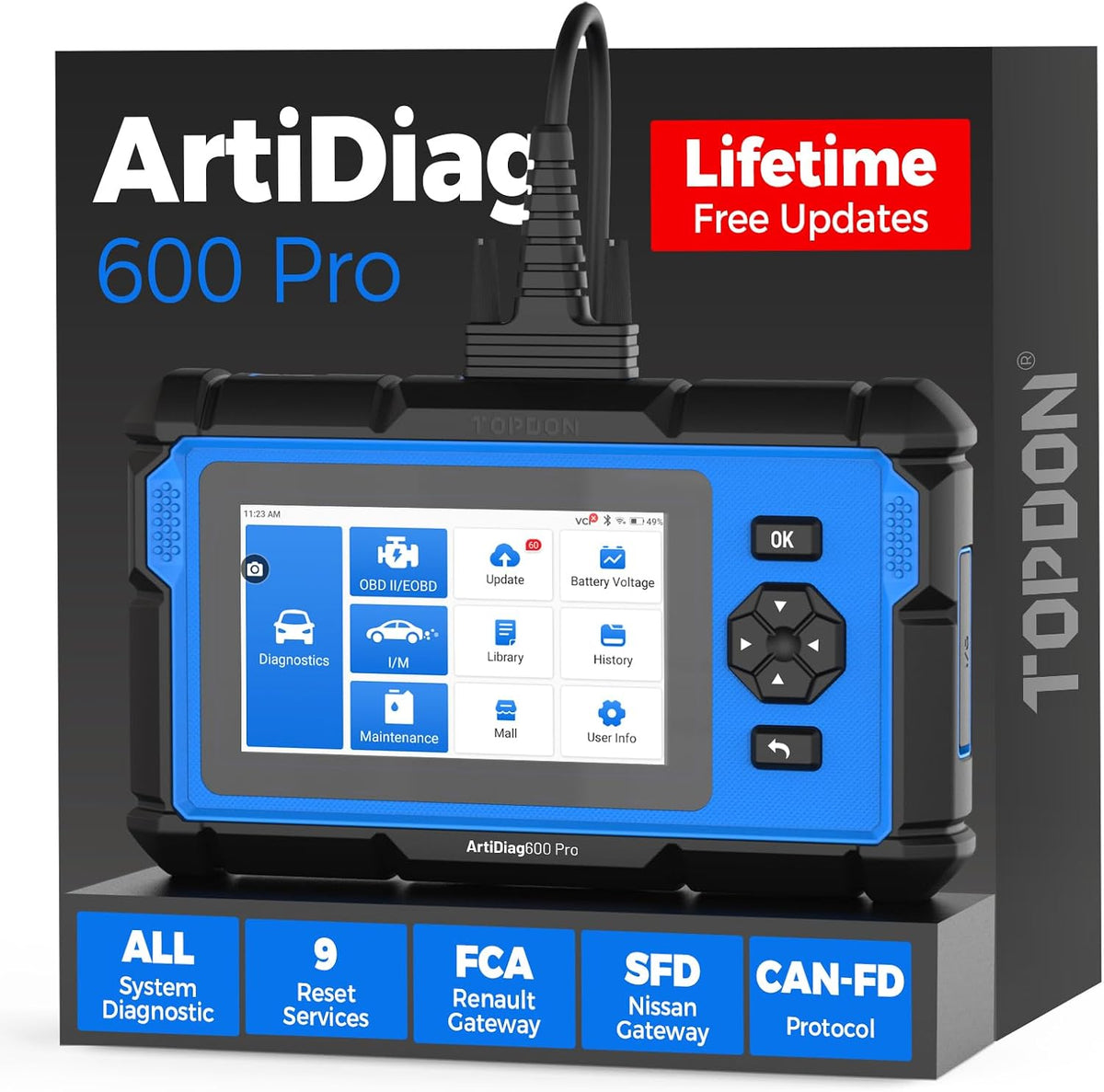 TOPDON ArtiDiag600 Pro OBD2 Scanner, Car Diagnostic Tool for All Systems