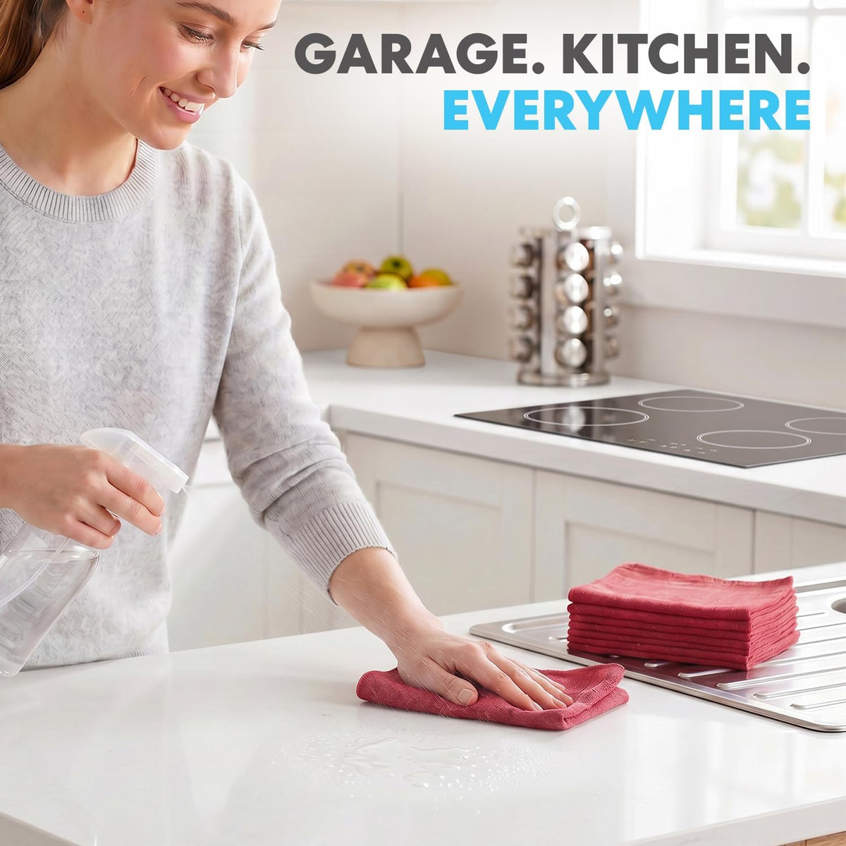 Simpli-Magic Cotton Shop Towels 14"x12" (500 Pack) – Reusable Cleaning Shop Rags for Automobiles, Industries, Garage and Homes (Red)