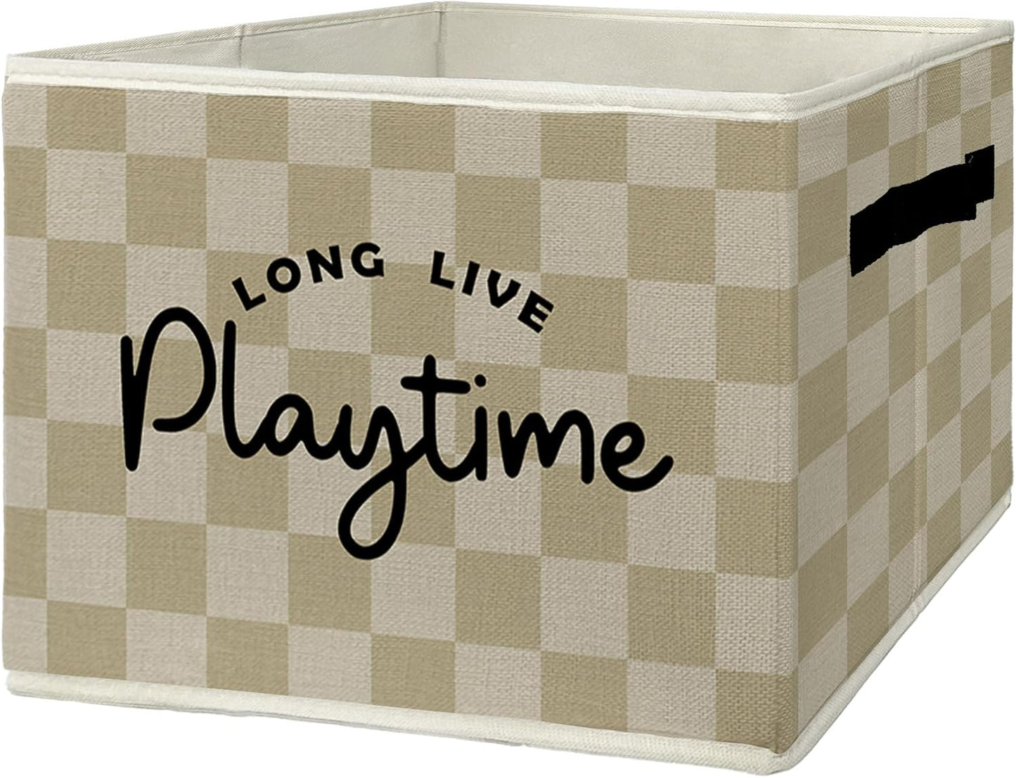 Inspirational Storage Bins & Boxes with Handles, How Lucky Are We Foldable Basket for Organizing, Green Striped Motivational Collapsible Storage Basket for Bedroom Bathroom Clothes Toys Books