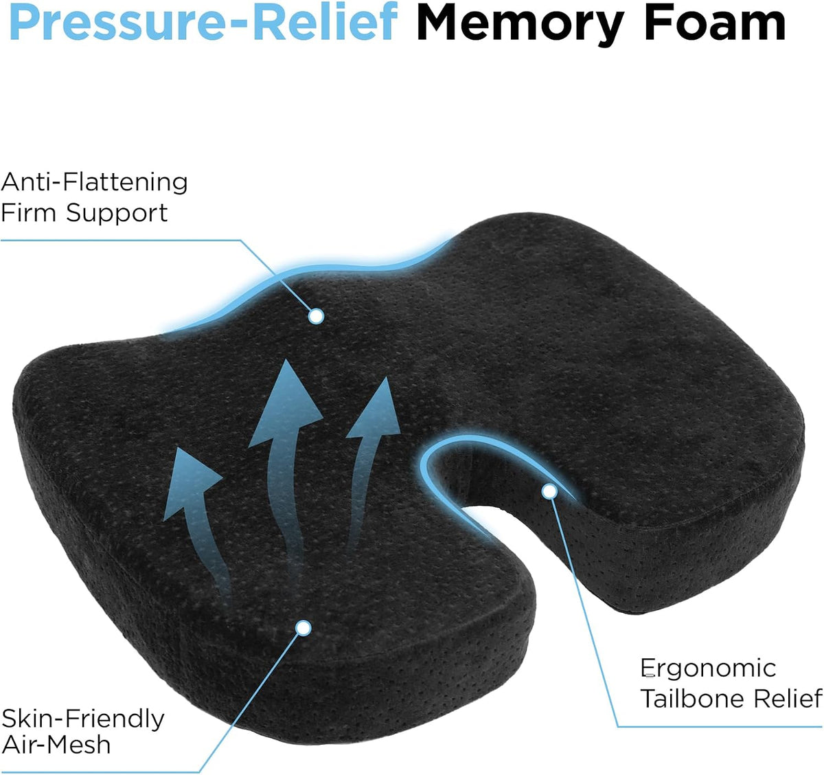 Memory Foam Seat Cushion for Office,Ergonomic Firm Support for Long Sitting