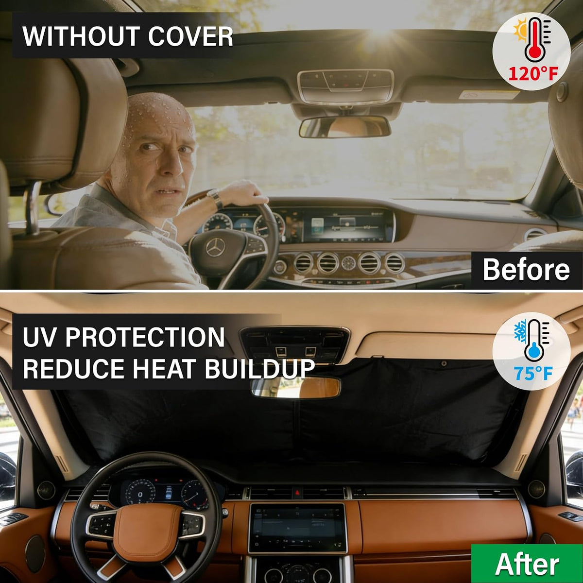 Instraella Windshield Cover for Ice and Snow, All-Season Car Windshield Cover with Heavy Duty Oxford Fabric, Windproof Front Window Protector Sun Shade with Mirror Covers for Cars, SUVs and Trucks