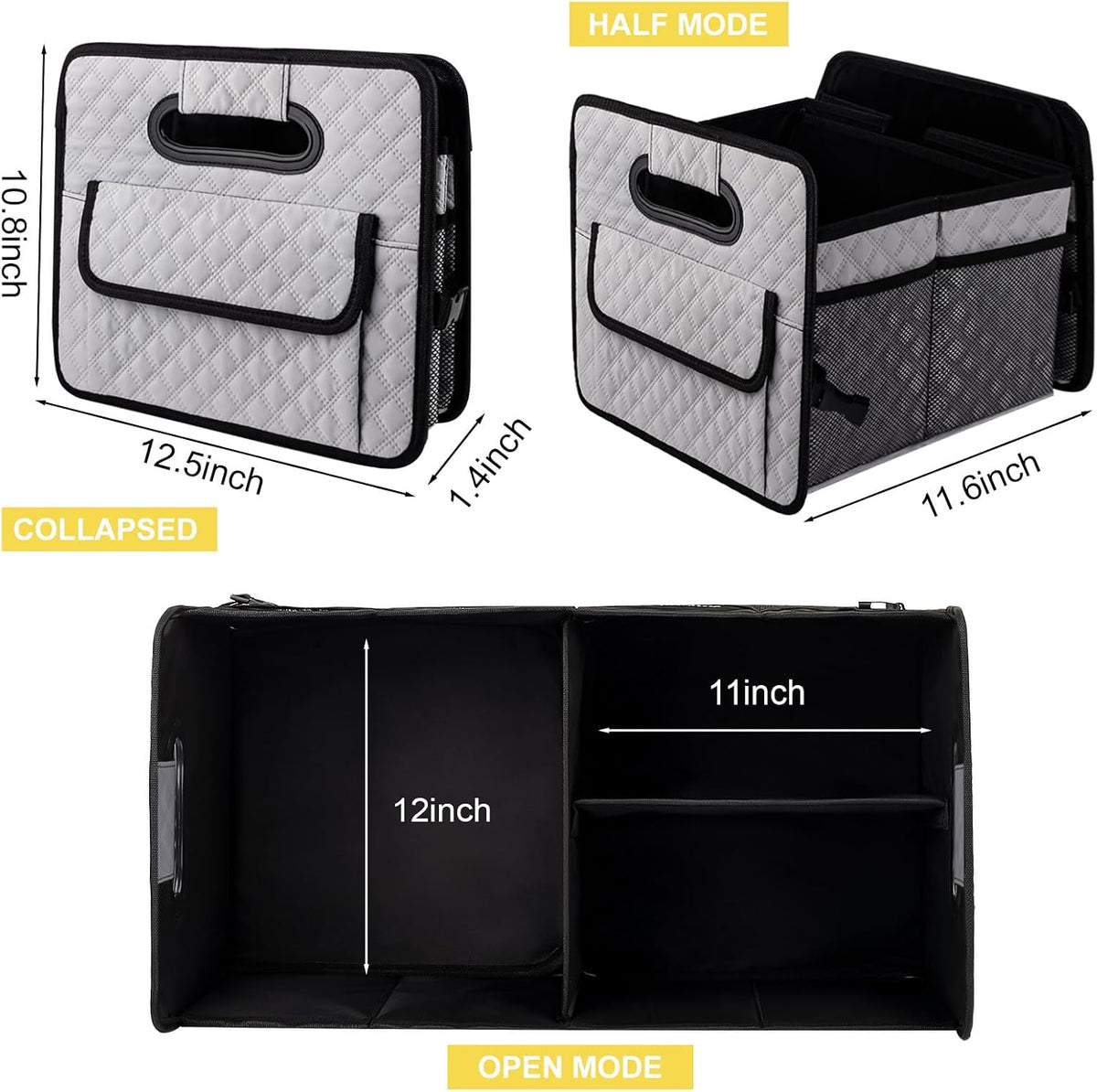 Car Trunk Organizer for SUV, Collapsible Car Storage Organizer Light Grey