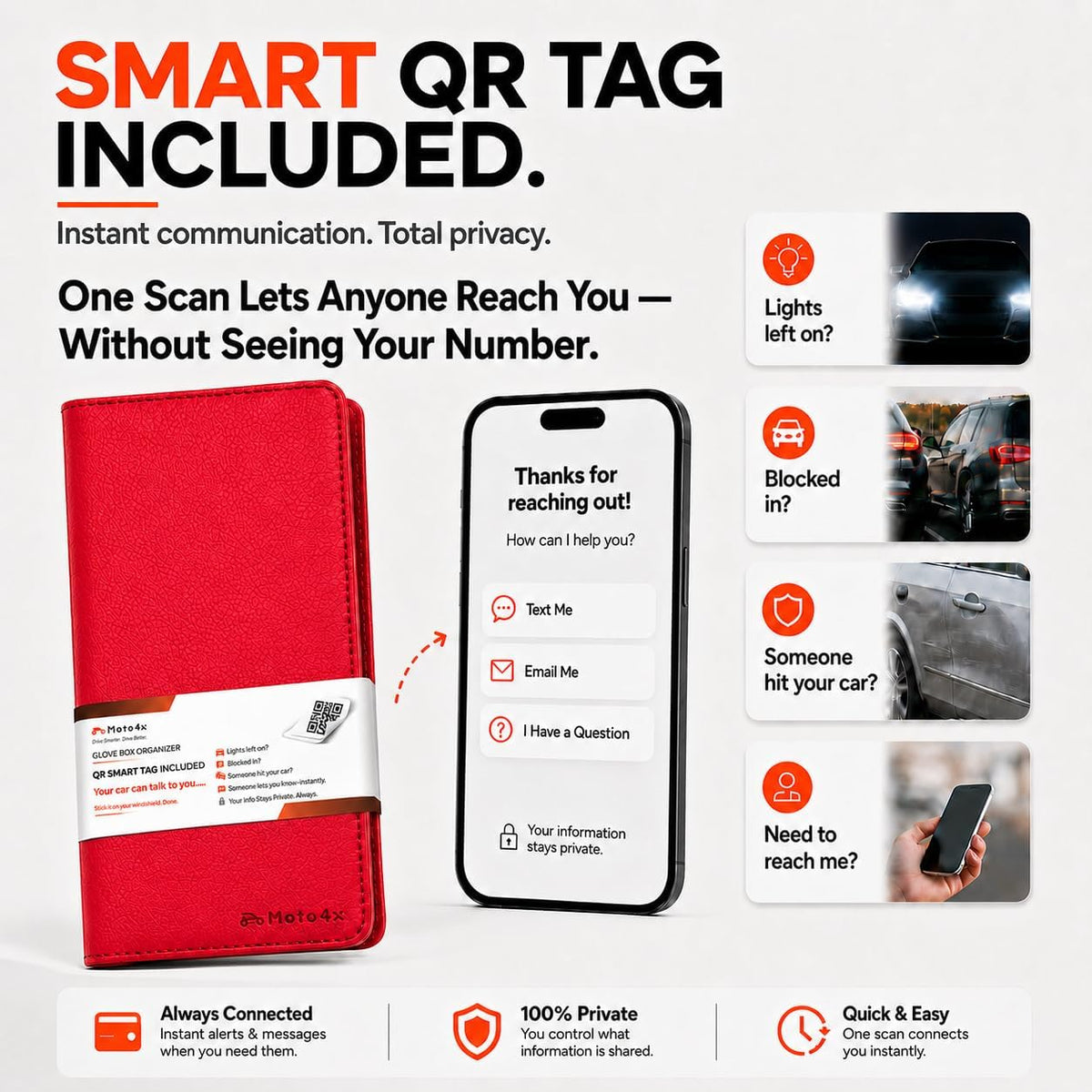 Insurance and Registration Holder, Red Premium PU Leather Glove Box Folder