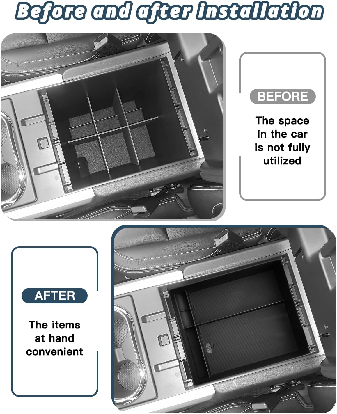 Ruiya 2016-2024 Titan Center Console Organizer for Nissan Titan Accessories ABS Material Armrest Console Organizer Compatible with 2016-2021 2022 2023 2024 Nissan Titan S/SV/Pro-4X/Platinum Reserve