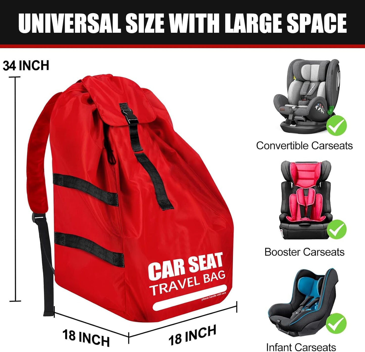 Car Seat Travel Bag for Airplane, Large Car Seat Bags for Air Travel with Comfort Padded Straps, Carseat Storage Bag / Backpack for Carseat Airport, Carseat Cover Travel - Baby Travel Essential