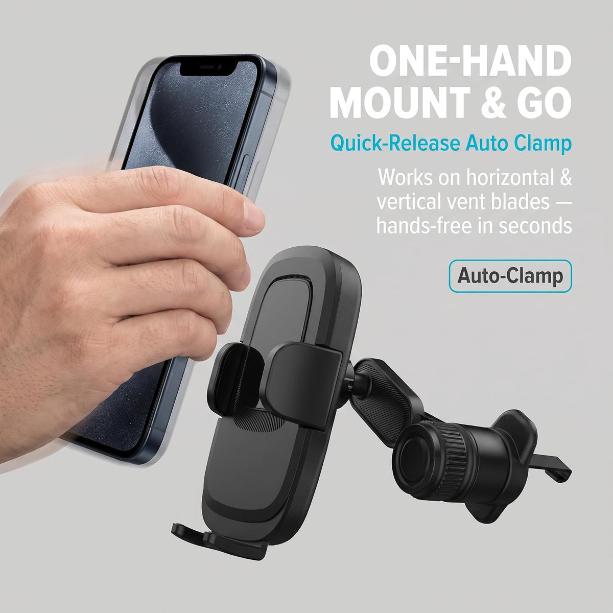 LeTinn Car Phone Holder Vent Mount Whit One-Hand Auto-Clamp,No Block A/C