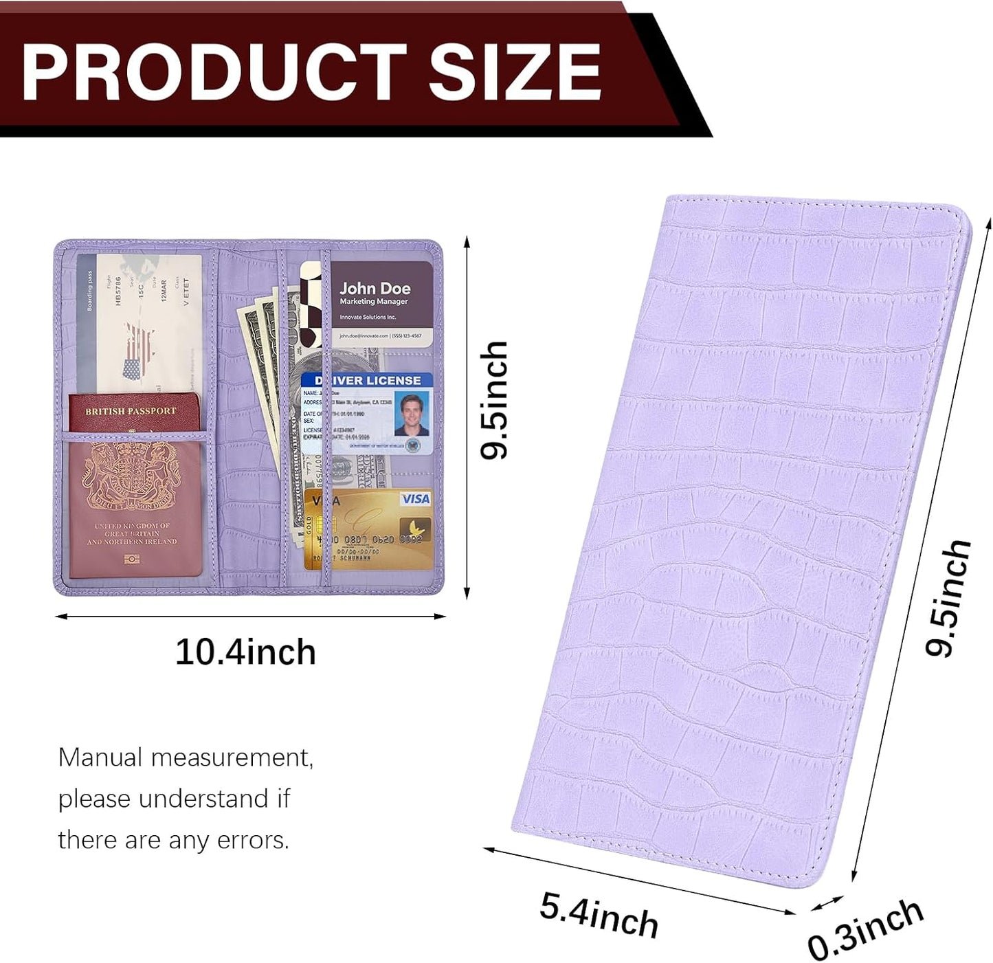 Car Registration and Insurance Holder, Purple Vehicle Glove Box Car Organizer with Magnetic Closure for Documents, Cards, License Car Organization, 1 Pack
