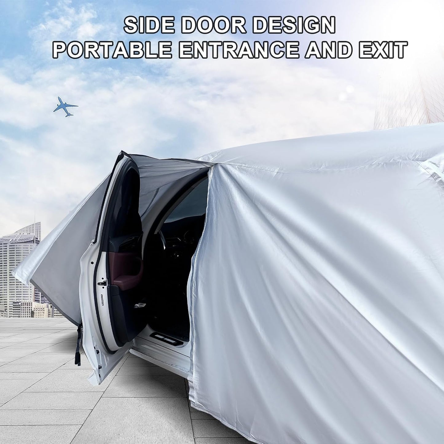 Full Car Cover Universal 6 Layers Outdoor Thicked All Weather Cover, Sunshield, Waterproof, Snow Proof, UV Proof, Scratch Proof, Bird Droppings, 6 Reflective Strips, Fits SUVs up 181"-190"