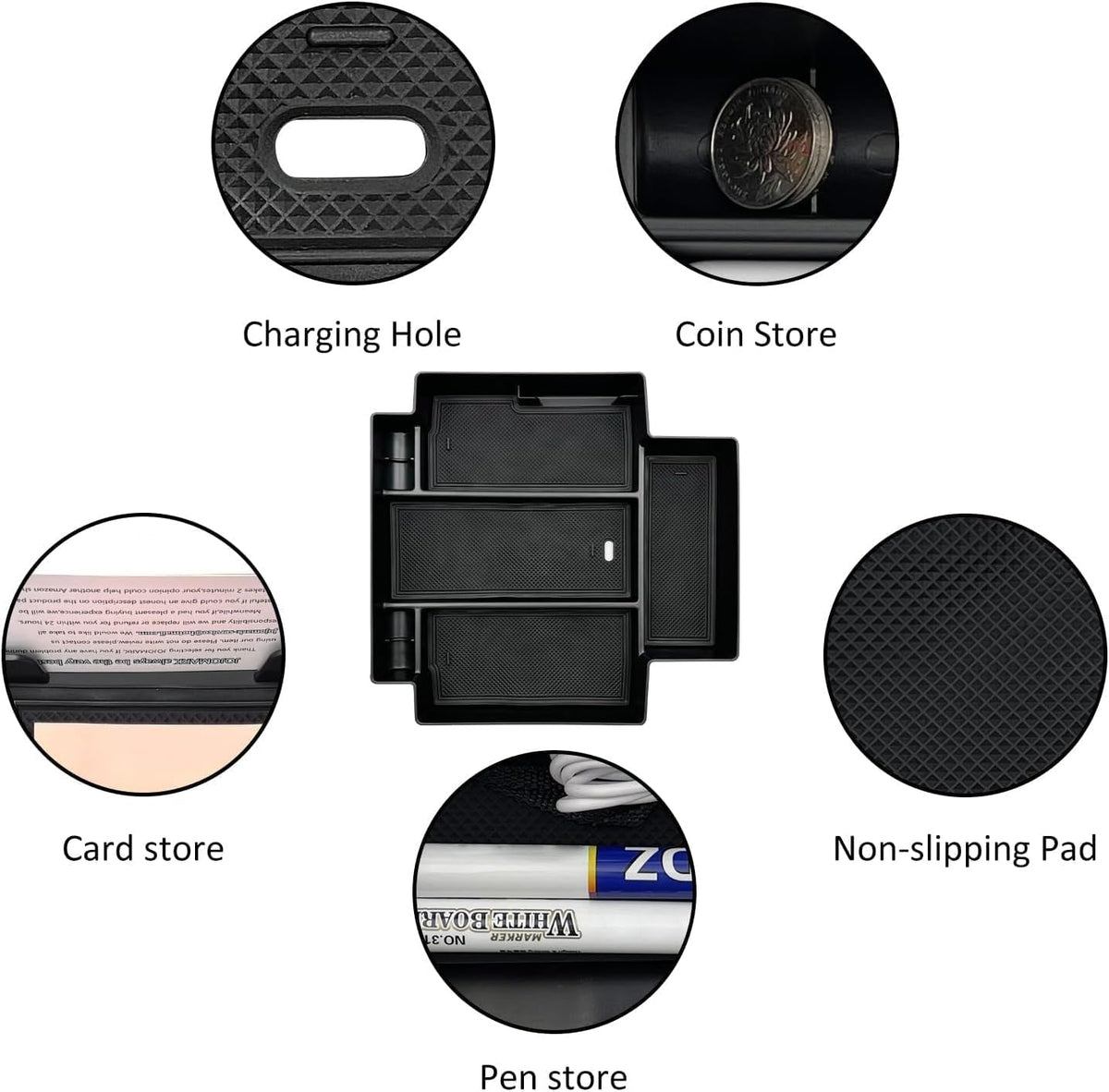 Center Console Organizer Accessories fits for 2021-2024 GMC Yukon Chevy Tahoe Suburban（ Only Fit for Power Sliding Console）（not for 2025 Models）