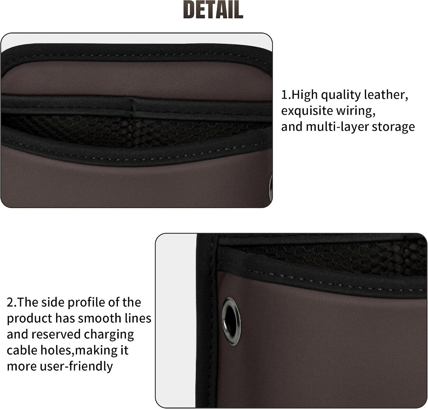 JEYODA Car Seat Side Storage Pocket, Small Organizer,PU Leather Multifunctional Console Side Organizer Bag for Phone, keys, sunglass,wallet,ect (Brown)