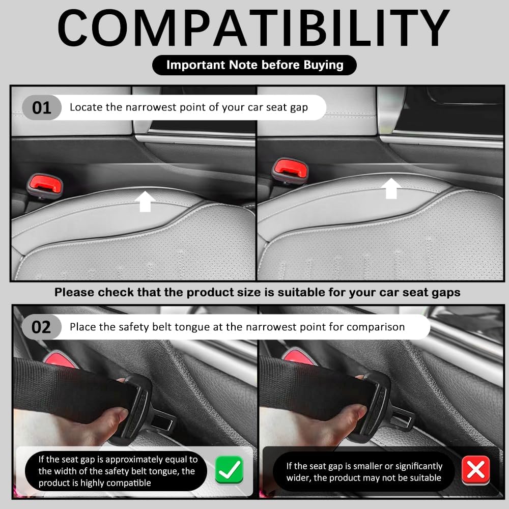 2PCS Deepened No Drop Car Seat Gap Filler Organizer