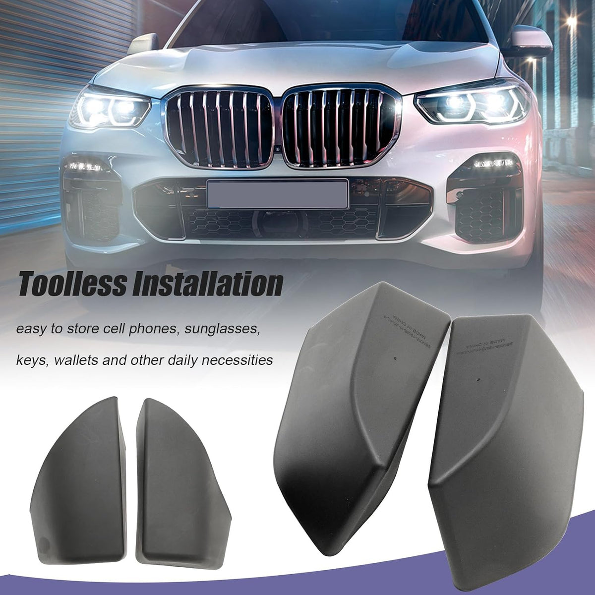 MDEOOSKY 4Pcs Rear Door Side Organizer, TPE Rear Car Door Slot Tray Organizer Black, Replacement for BMW X5 2019-2025