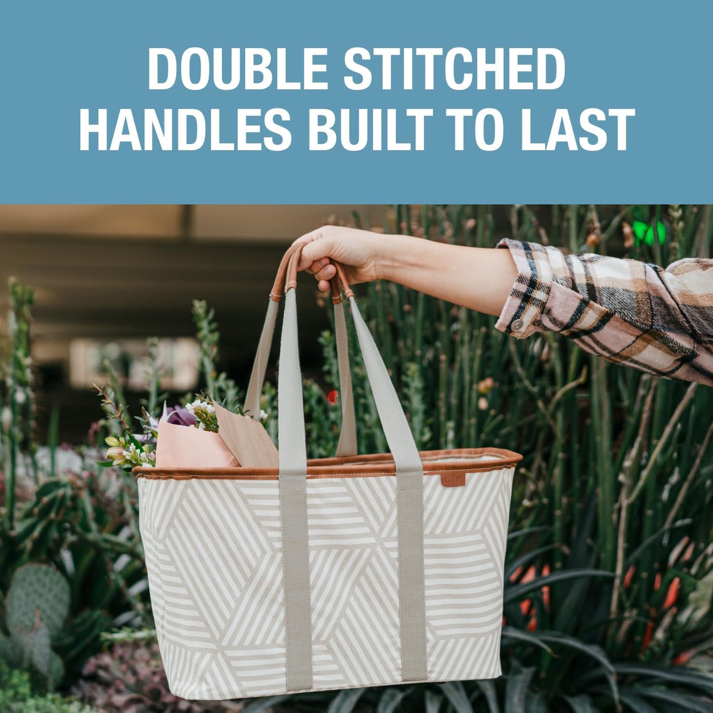 CleverMade Collapsible LUXE Tote, 30L Foldable Grocery Shopping Bag, Reusable