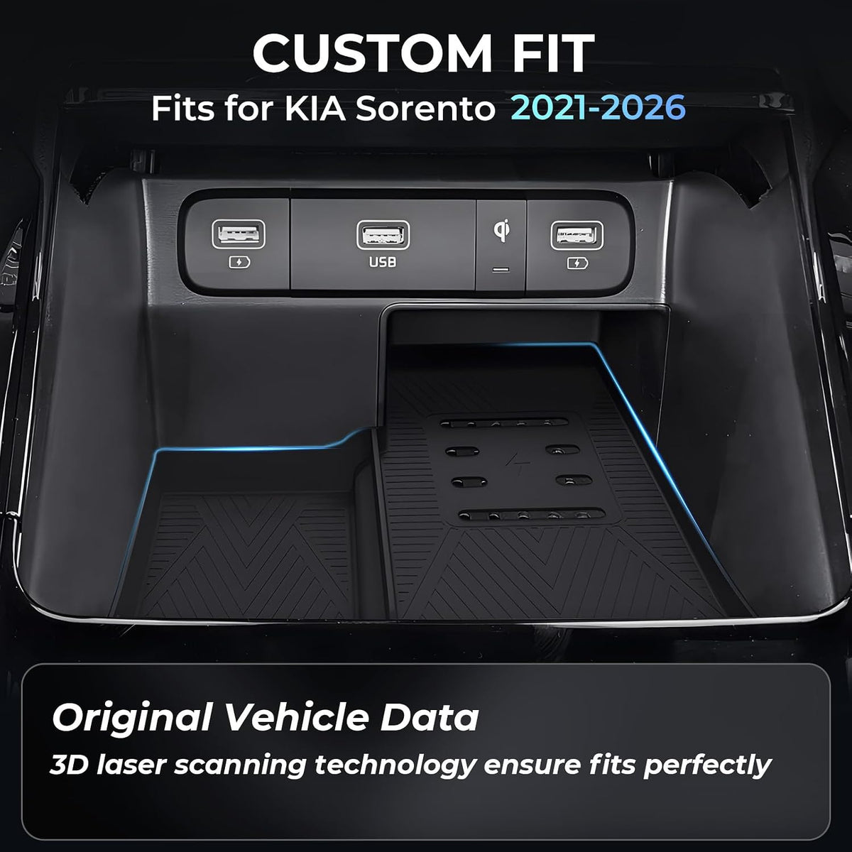 Wireless Charging Protective Mat for KIA Sorento 2026 2025 2024 2023 2022 2021, Center Console Interior Accessories Silicone Anti-Slip Wireless Charger Cover Pad for 2021-2026 Sorento, Black