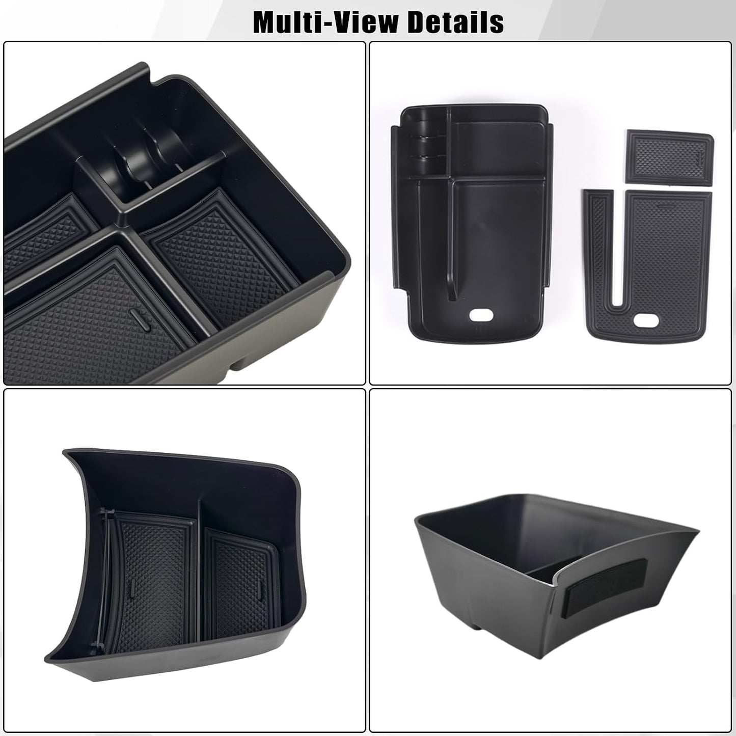 Upgraded 10Pcs Organizer Kit for Chevy Trax Accessories 2024 2025 2026, Center Console Tray & Armrest Storage Box, with 4 Cup Holder Inserts and 4 Seat Hooks, ABS Non-Slip Interior Accessories Black
