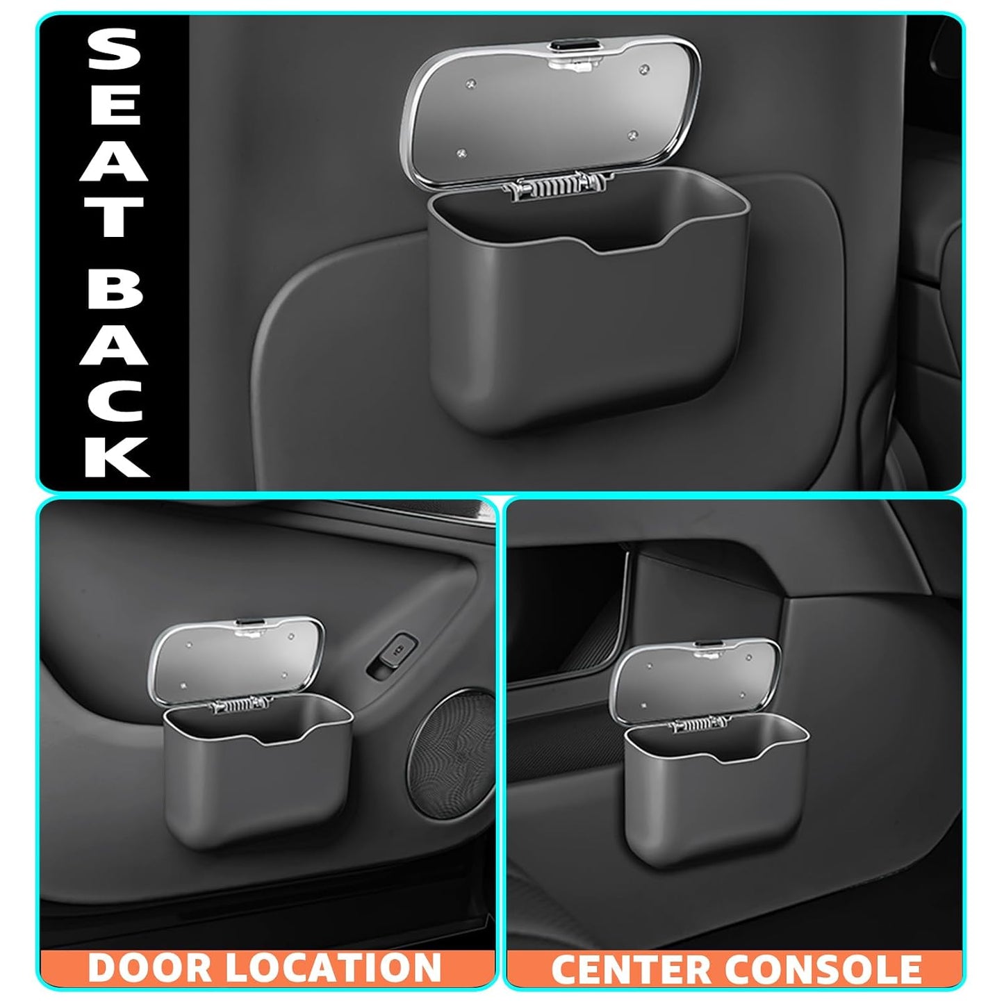 HOLDCY Car Trash Can, Waterproof Multi‑Functional Auto Trash Bin for Door/Console/Seat Back, Universal Vehicle Garbage Can for Car/Truck/SUV Drivers (Black)