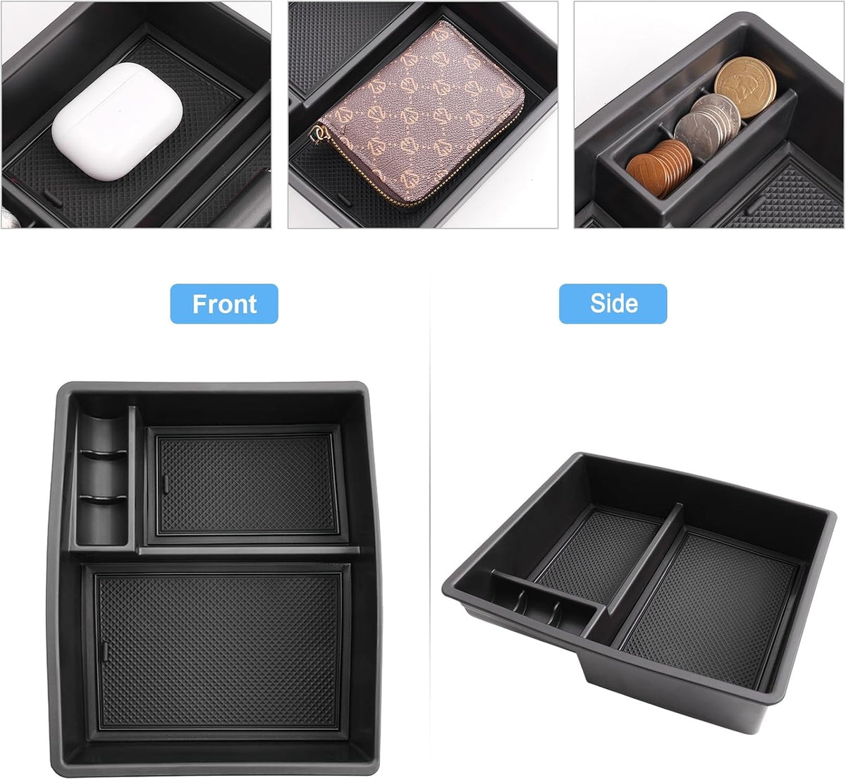 2024 2025 2026 Tacoma Accessories Center Console Organizer for Toyota Tacoma (SR5/TRD Off-Road/TRD Sport/TRD Pro/Limited/Trailhunter) Durable ABS Plastic 2025 Tacoma Console Tray Insert (Black)