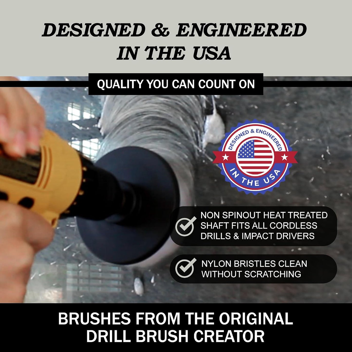 Drillbrush Car Detailing Kit | Drill Brush Set – Soft Bristle Power Scrubber Attachments for Cleaning Car Interior, Upholstery, Carpet, Seats, Wheels, Rims, Dash, Console, and Trim - Nylon Scrub Brush