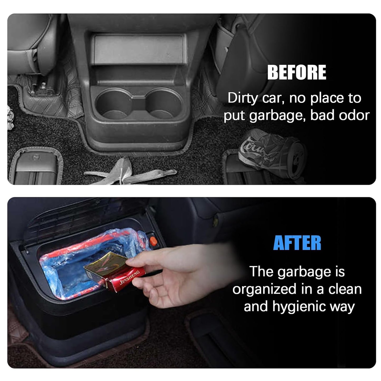 PACEWALKER Car Trash Can for Toyota Sienna 2024 2023 2022 2021 Modification Waterproof in- Trash can for Toyota Sienna 2021-2024 Accessories Black