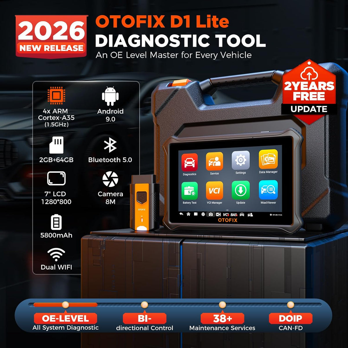 OTOFIX D1 Lite Bidirectional OBD2 Scanner, 38+Reset, All System, FCA SGW