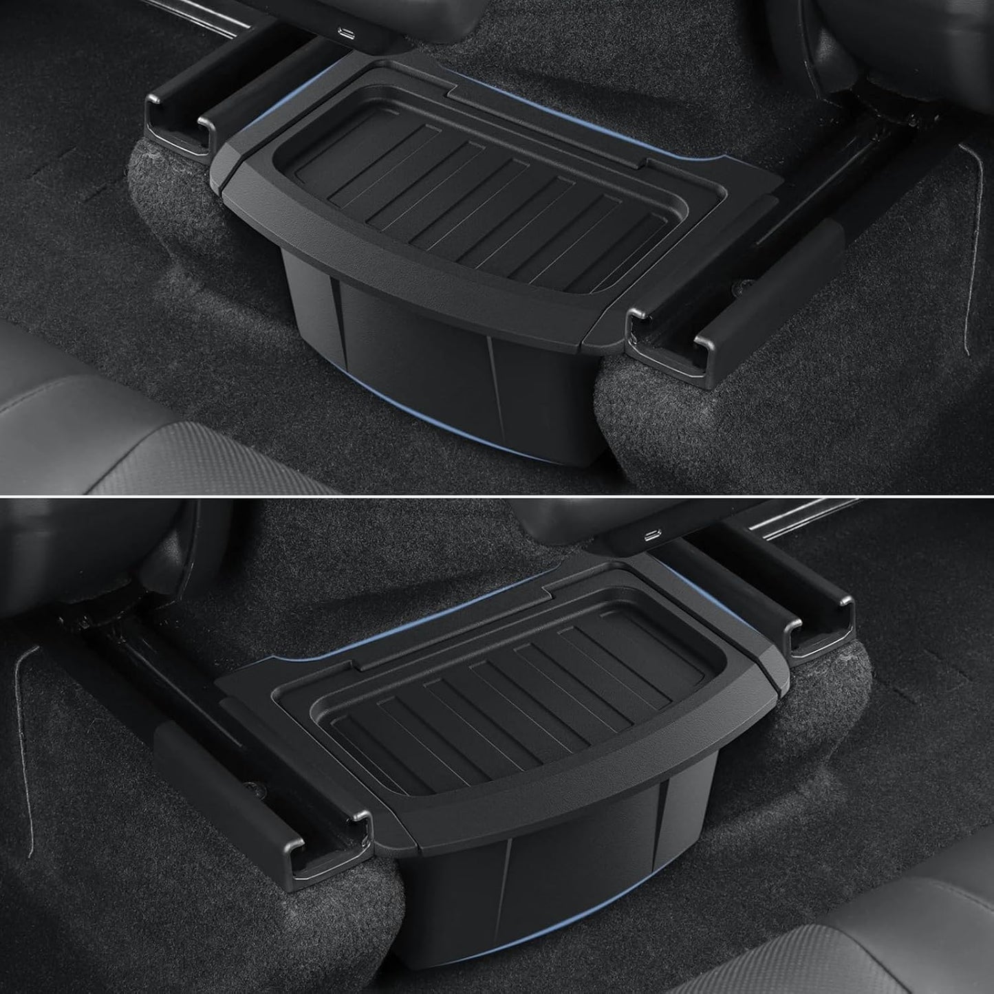 2026 Model Y Juniper Trash Can Back Seat Compatible with New Tesla Model Y Juniper Rear Center Console Floor Organizer Storage Box with Lid Garbage Can - TPE, Black