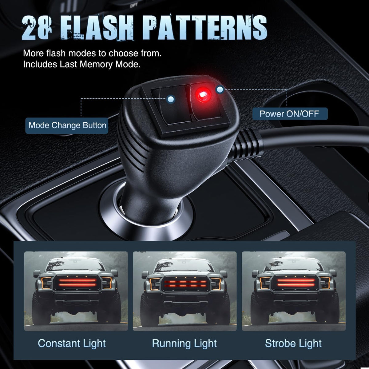 Nilight 2PCS 24" Truck Grille Strobe Light Strips 384 LED Red